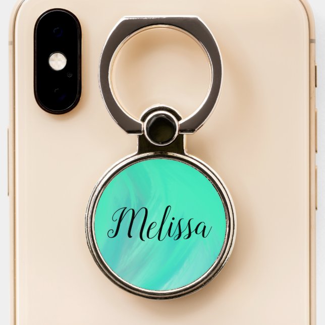 Wavy Ocean Marble Phone Ring Stand (Close Up)