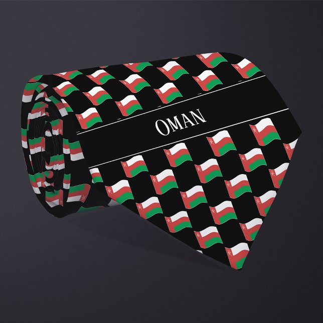 Wavy Oman Flag Pattern  Neck Tie (Creator Uploaded)