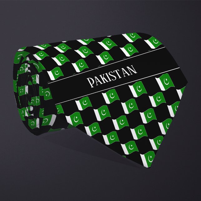 Wavy Pakistan Flag Pattern  Neck Tie (Creator Uploaded)