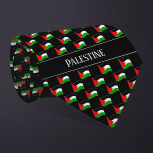 Wavy Palestine Flag Pattern Neck Tie