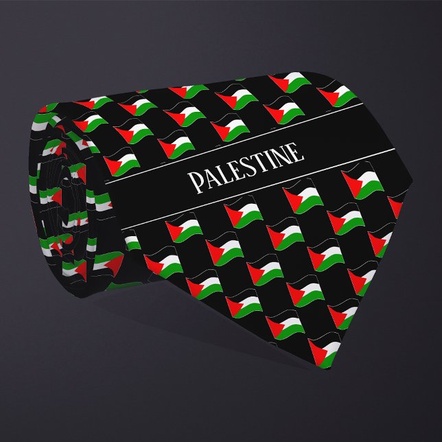 Wavy Palestine Flag Pattern  Neck Tie (Creator Uploaded)