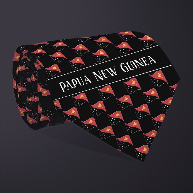 Wavy Papua New Guinea Flag Pattern  Neck Tie (Creator Uploaded)