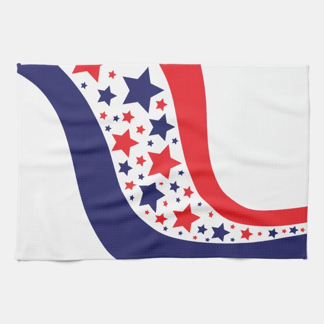 Wavy Patriotic Abstract Kitchen Towel (Horizontal)