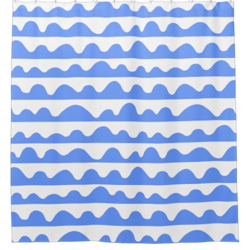 Wavy Pattern 020815 _ Baby Blue and White Shower Curtain