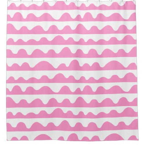 Wavy Pattern 020815 _ Pink and White Shower Curtain