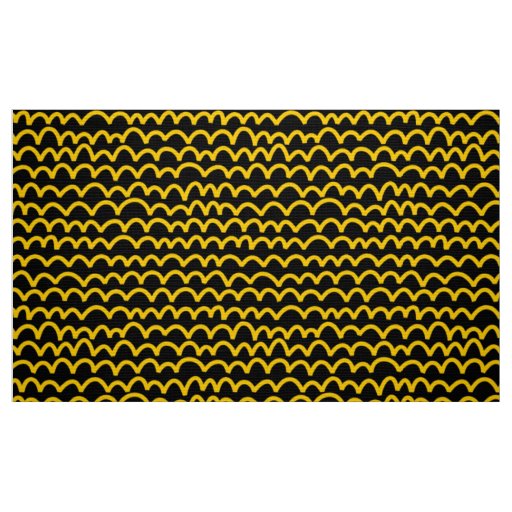 Wavy Pattern - Amber on White Fabric