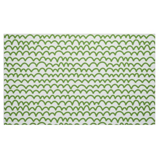 Wavy Pattern - Avocado Green on White Fabric