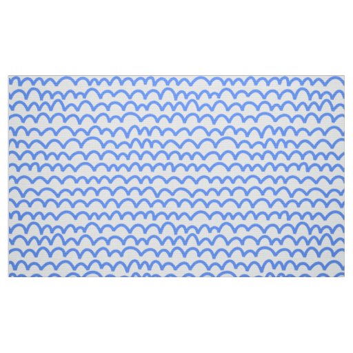 Wavy Pattern - Baby Blue on White Fabric