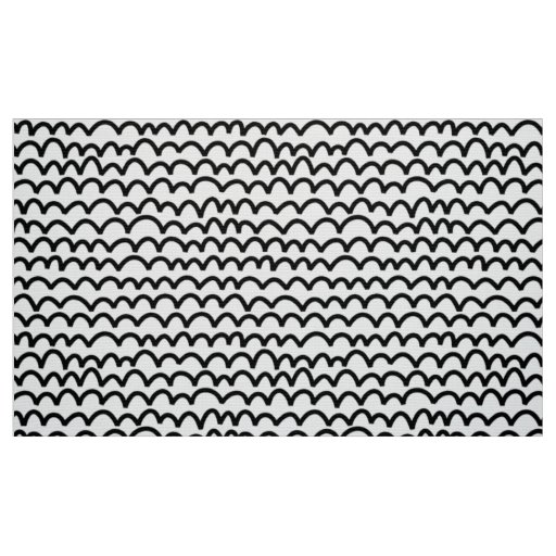 Wavy Pattern - Black on White Fabric