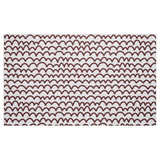 Wavy Pattern - Dark Brown on White Fabric