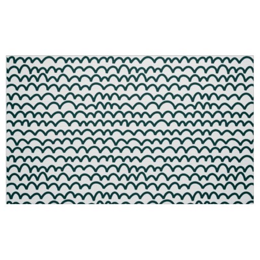 Wavy Pattern - Dark Moss Green on White Fabric