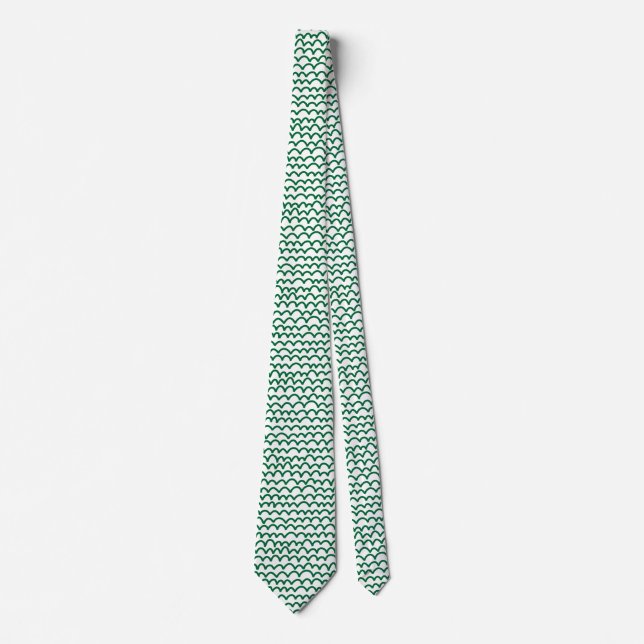 Wavy Pattern - Forest Green on White Neck Tie (Front)