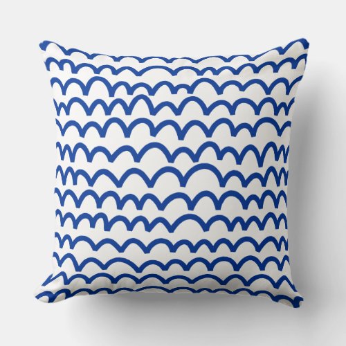 Wavy Pattern _ Navy Blue on White Throw Pillow