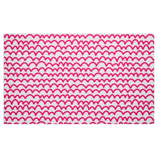Wavy Pattern - Neon Red on White Fabric