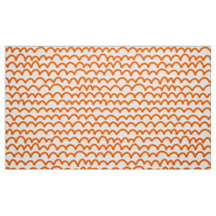 Wavy Pattern - Orange on White Fabric
