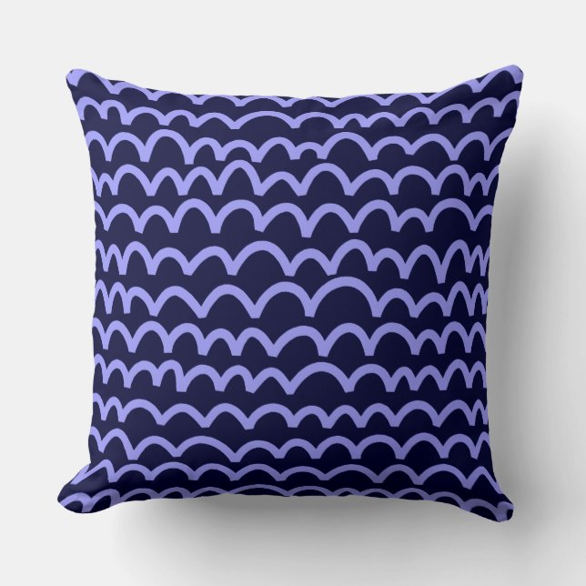 Wavy Pattern - Pastel Blue on Deep Navy 000033 Throw Pillow (Front)