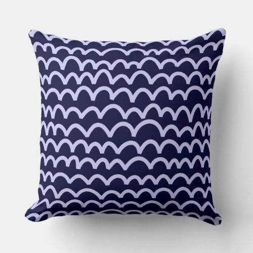 Wavy Pattern _ Powder Blue on Deep Navy 000033 Throw Pillow