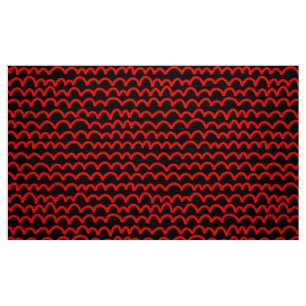 Wavy Pattern - Red on Black Fabric