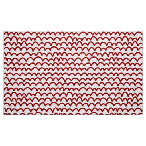 Wavy Pattern - Ruby Red on White Fabric