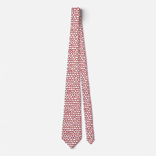 Wavy Pattern _ Ruby Red on White Neck Tie