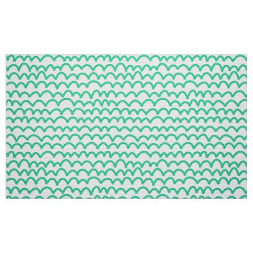 Wavy Pattern - Sea Green on White Fabric