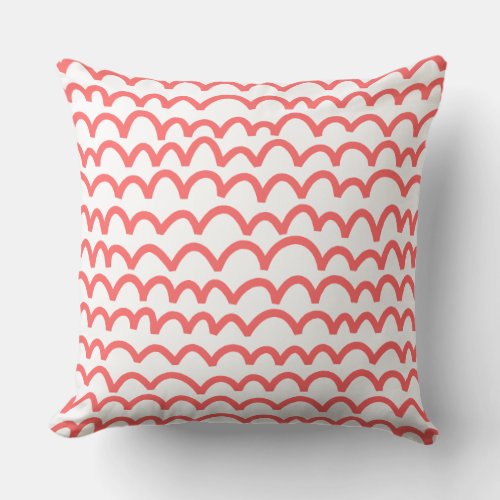Wavy Pattern _ Tropical Pink on White Throw Pillow