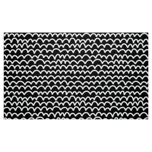 Wavy Pattern - White on Black Fabric