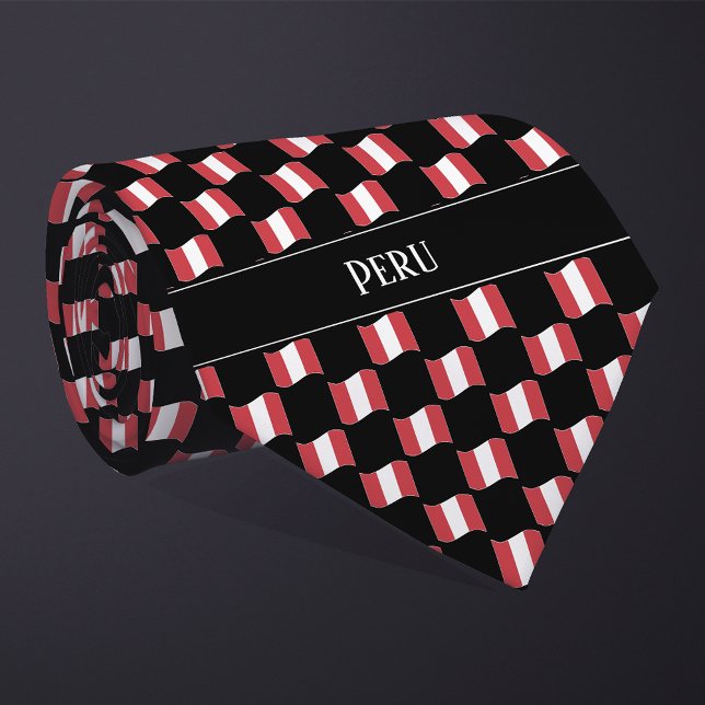 Wavy Peru Flag Pattern  Neck Tie (Creator Uploaded)