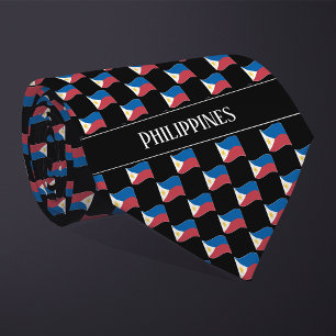 Wavy Philippines Flag Pattern Neck Tie