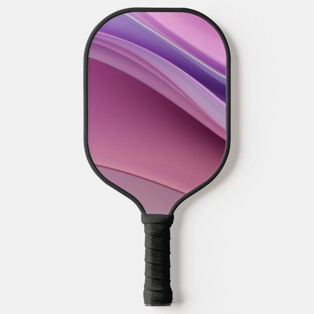 Wavy pink and lavender-colored forms pickleball paddle (Front)