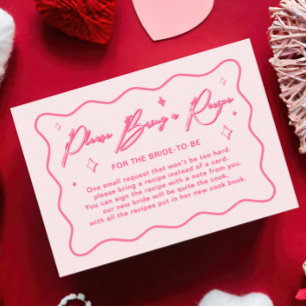 Wavy Pink Bridal Shower Recipe Card