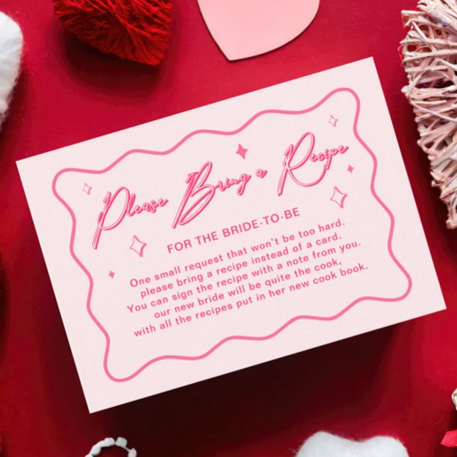 Wavy Pink Bridal Shower Recipe Card (Creator Uploaded)