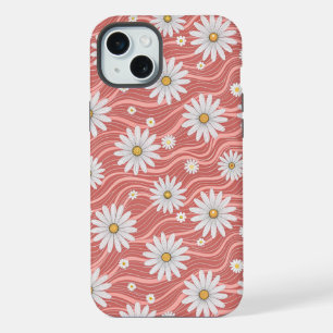 Wavy Pink Daisies iPhone 15 Plus Case