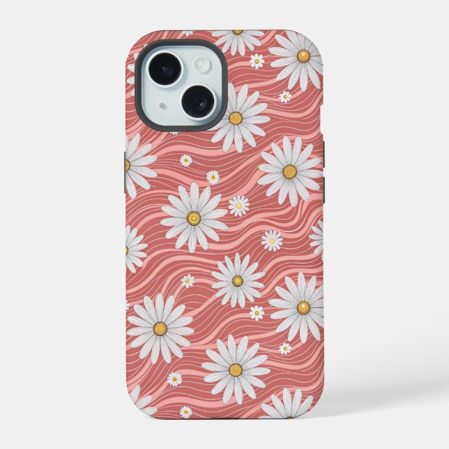 Wavy Pink Daisies Iphone Case (Back)
