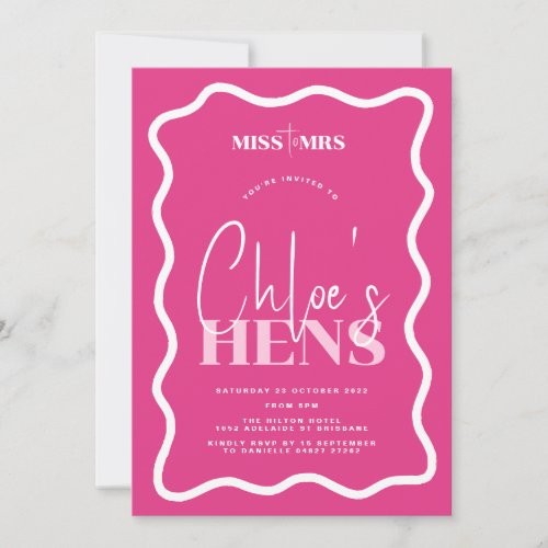 Wavy Pink Hens Party Invitation _ Sonny