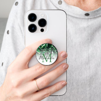 Wavy Plantain Lily green leaves plant Monogram PopSocket