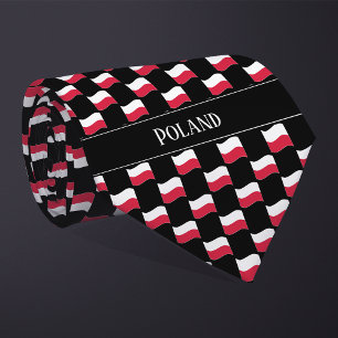 Wavy Poland Flag Pattern  Neck Tie