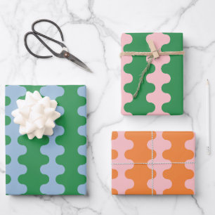 Wavy Pop Stripes Colorful Contemporary Patterns Wrapping Paper Sheets