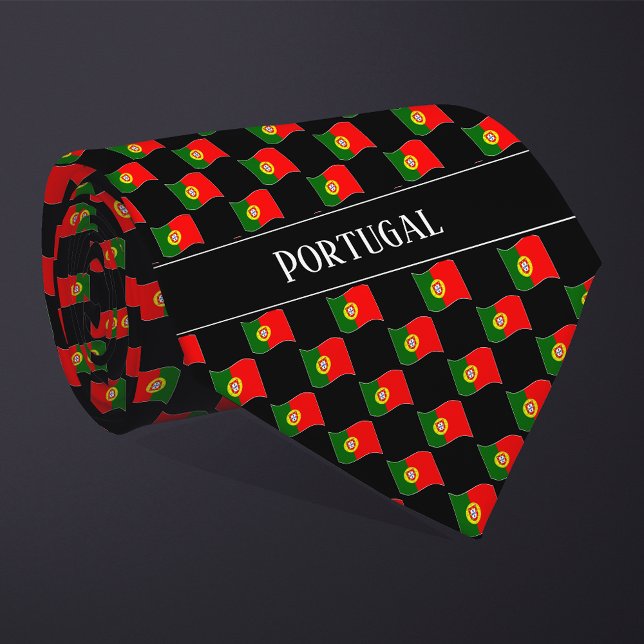 Wavy Portugal Flag Pattern  Neck Tie (Creator Uploaded)