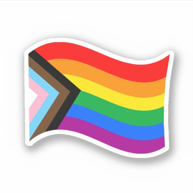 Wavy Progress Pride Flag Sticker (Front)