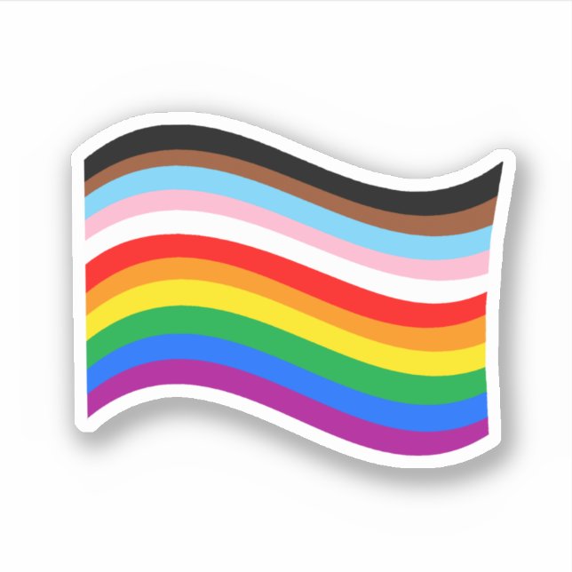 Wavy Progress Pride Striped Flag Sticker (Front)