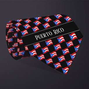 Wavy Puerto Rico Flag Pattern  Neck Tie