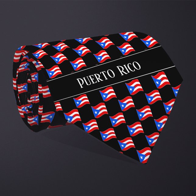 Wavy Puerto Rico Flag Pattern  Neck Tie (Creator Uploaded)