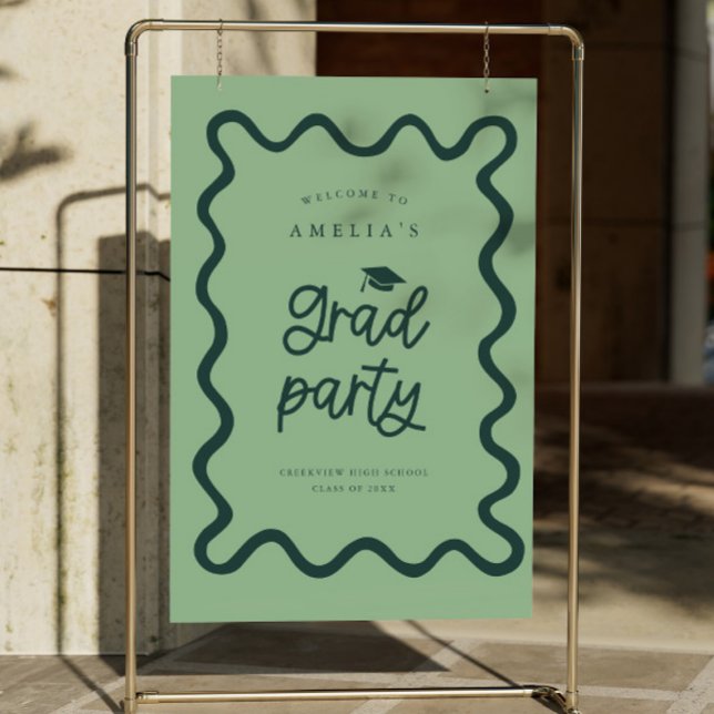 Wavy Quirky Frame Green Grad Party  Foam Board (Creator Uploaded)