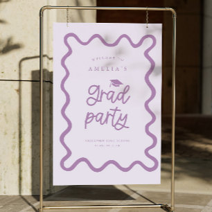 Wavy Quirky Frame Purple Grad Party  Foam Board