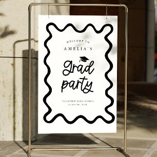 Wavy Quirky Frame White Grad Party  Foam Board