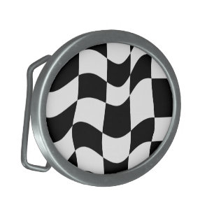 Wavy Racing Checkered Belt Buckle