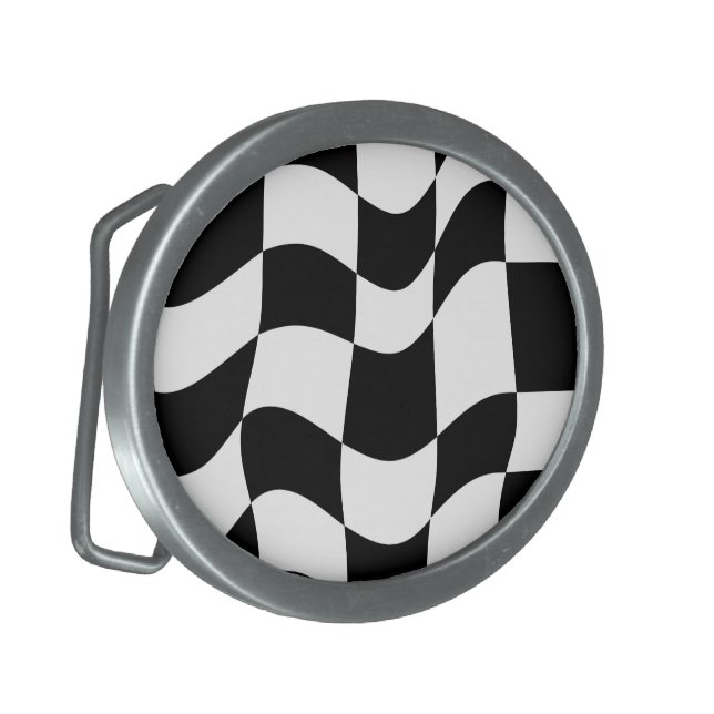 Wavy Racing Checkered Belt Buckle (Front Left)