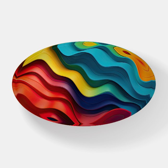 Wavy rainbow colors background paperweight (Front)