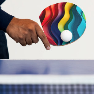 Wavy rainbow colors background ping pong paddle